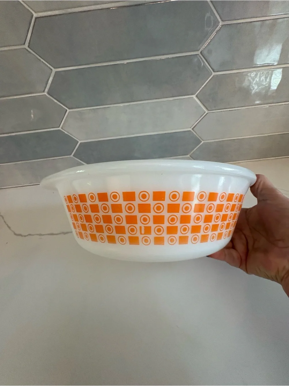 Glasbake Vtg Jeanette Orange Dot Casserole Baking Serving Dish J235 1 Qt